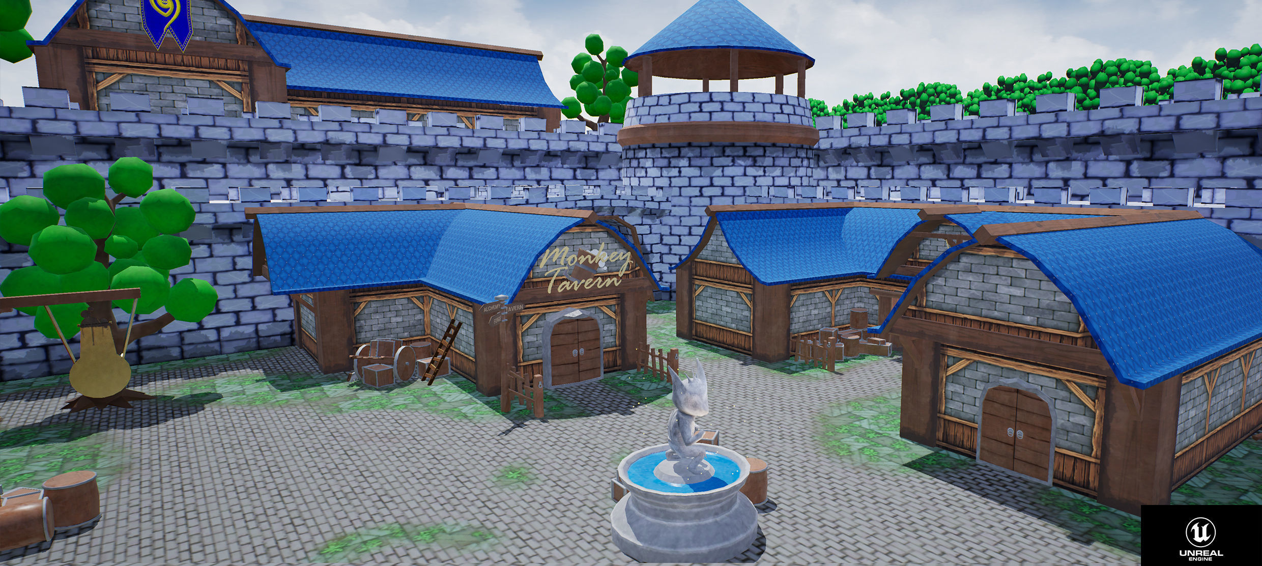 Cartoon Castle For Mobile Game - Pack 02 Low-poly 3D model_3