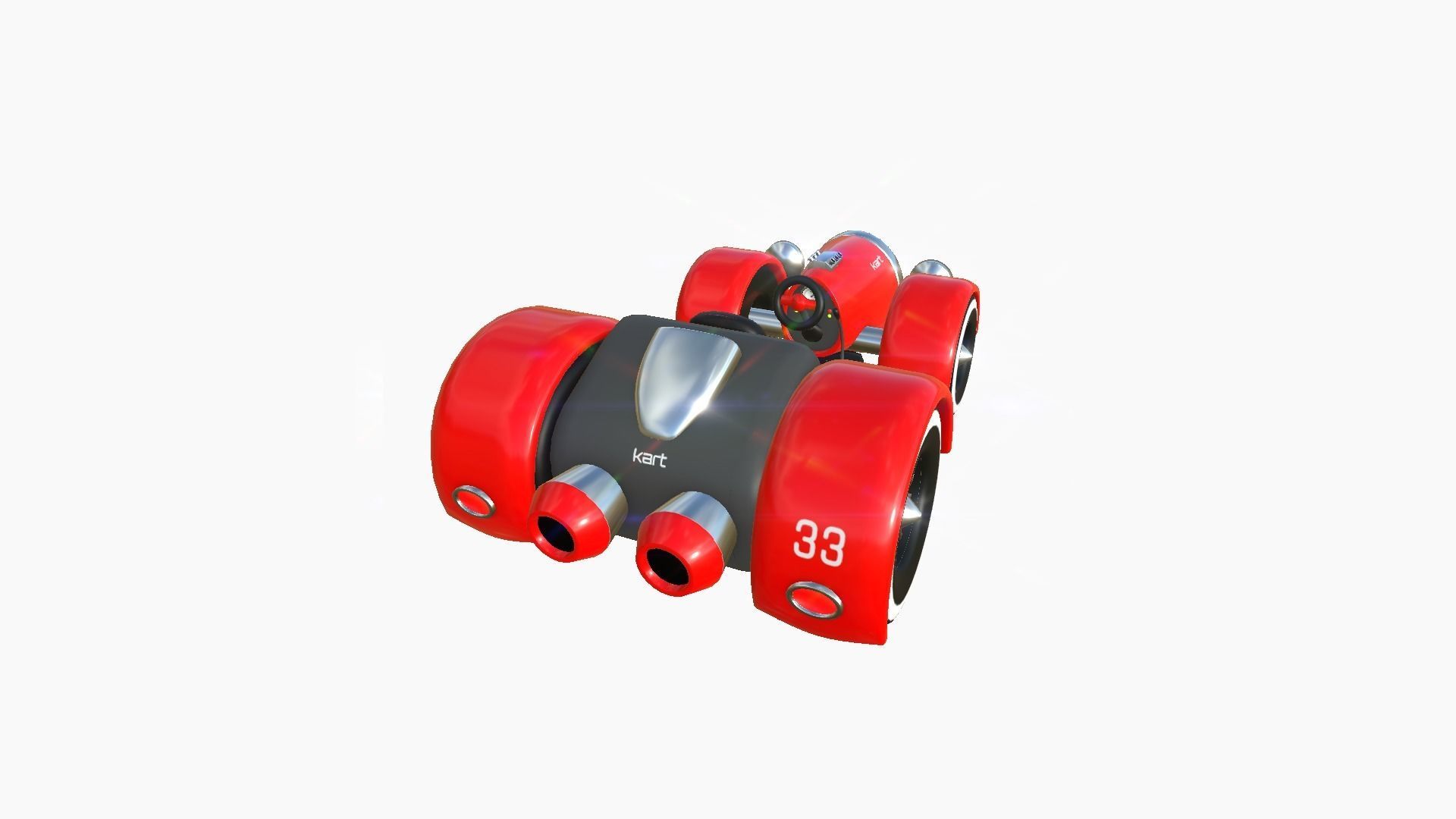 Cartoon Kart E01 Red - Vehicle Racing Design Low-poly 3D model_2