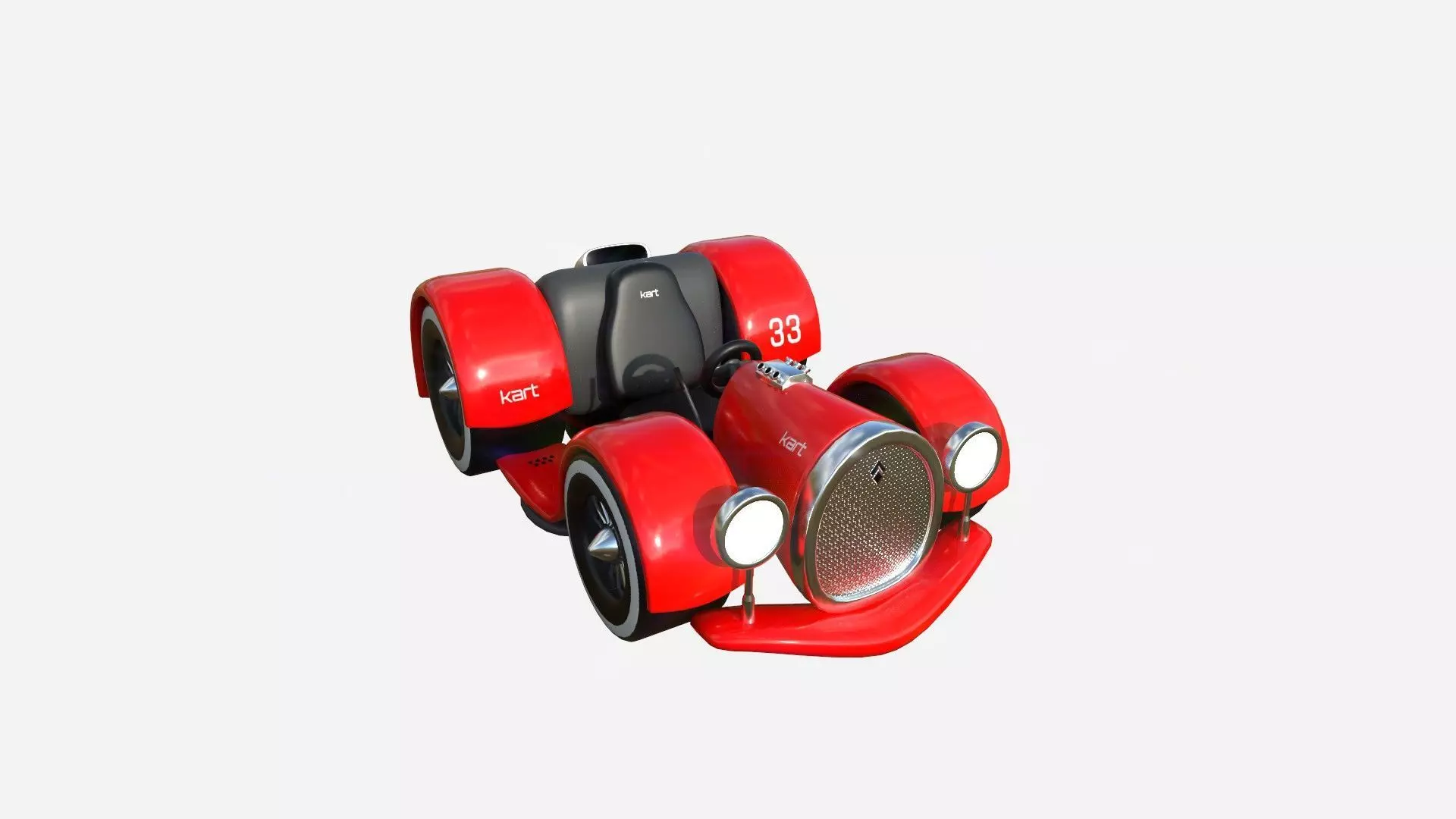 Cartoon Kart E01 Red - Vehicle Racing Design Low-poly 3D model_0