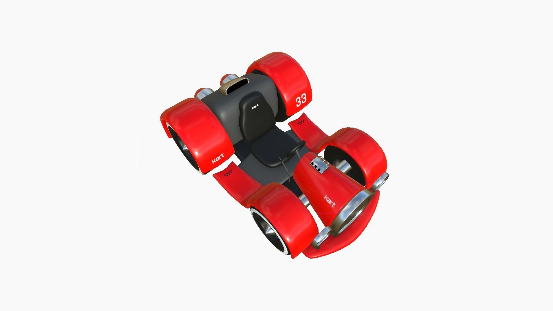 Cartoon Kart E01 Red - Vehicle Racing Design Low-poly 3D model_3