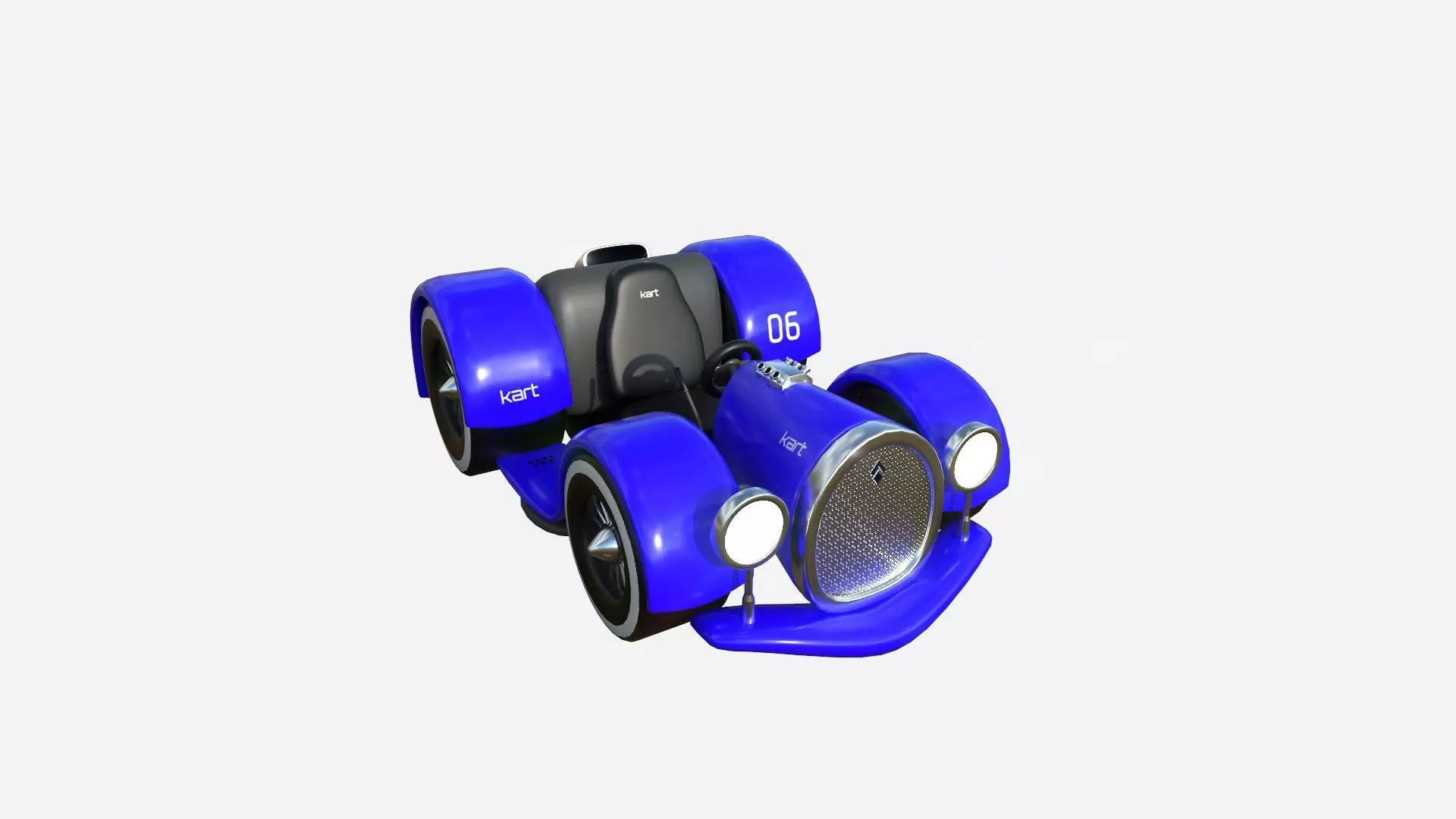 Cartoon Kart E02 Blue - Vehicle Racing Design Low-poly 3D model_0