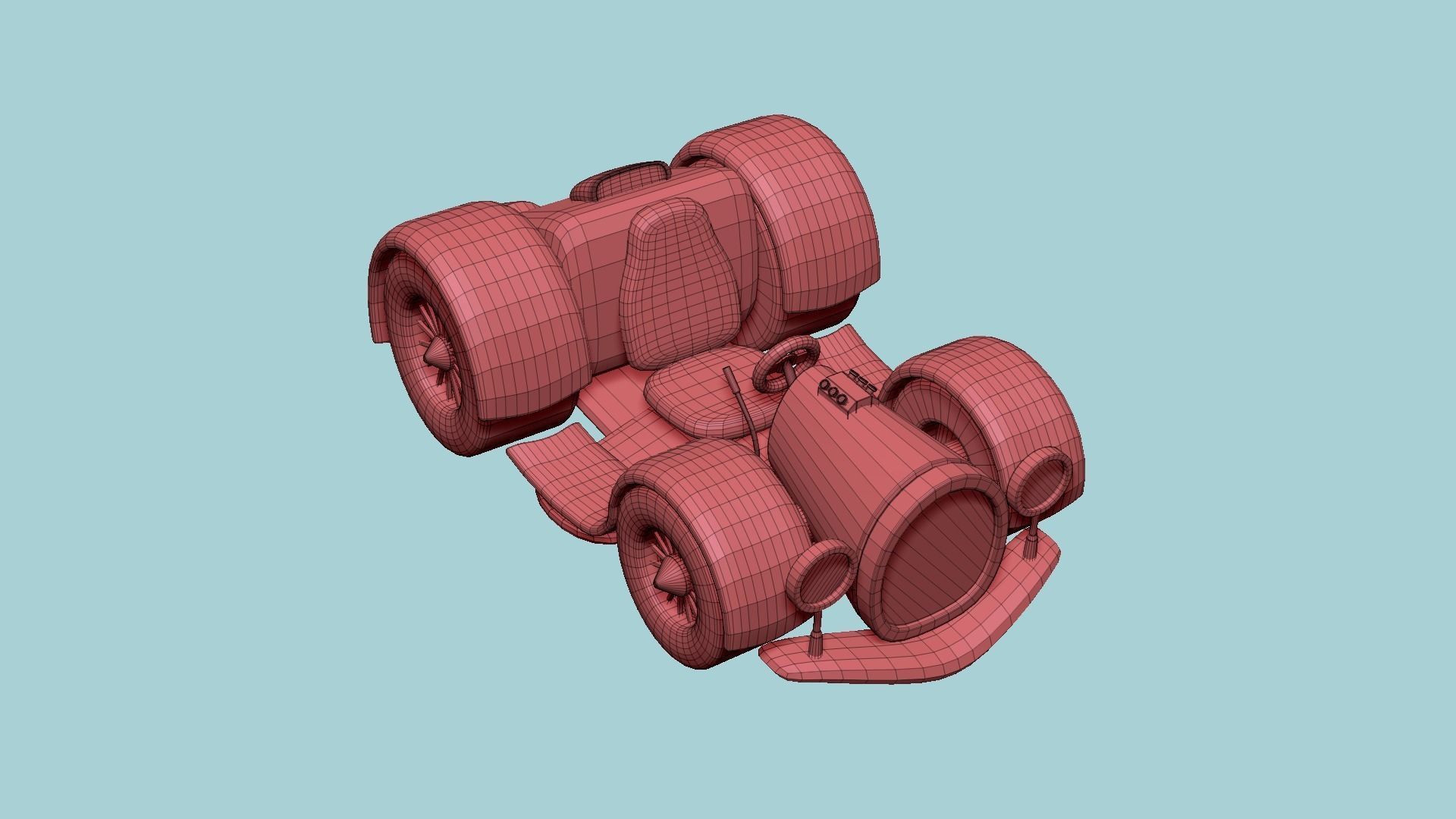 Cartoon Kart E02 Blue - Vehicle Racing Design Low-poly 3D model_13