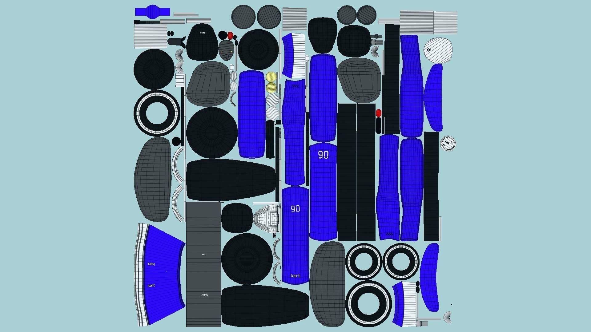 Cartoon Kart E02 Blue - Vehicle Racing Design Low-poly 3D model_5