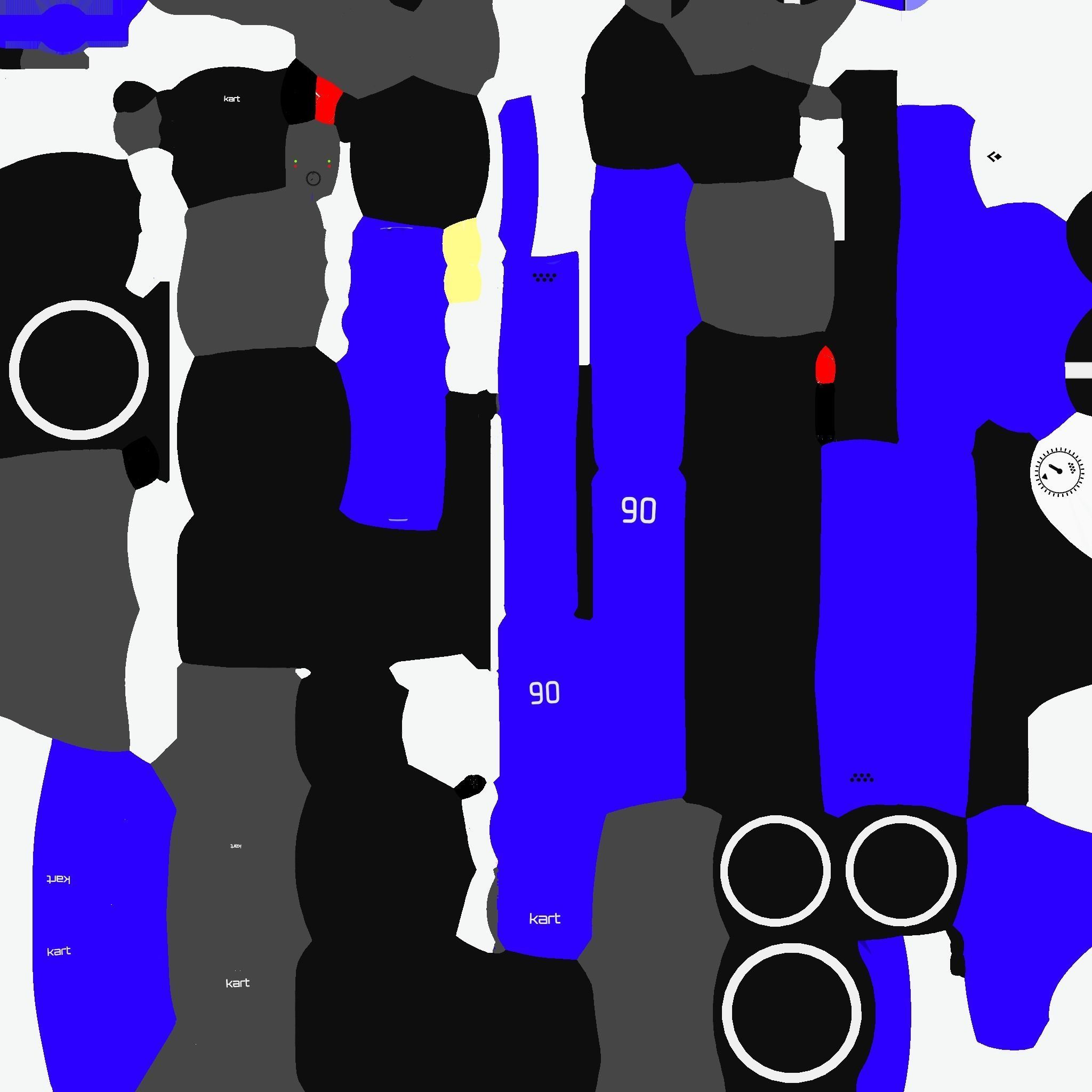 Cartoon Kart E02 Blue - Vehicle Racing Design Low-poly 3D model_20