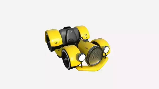 Cartoon Kart E03 Yellow - Vehicle Racing Design Low-poly 3D model