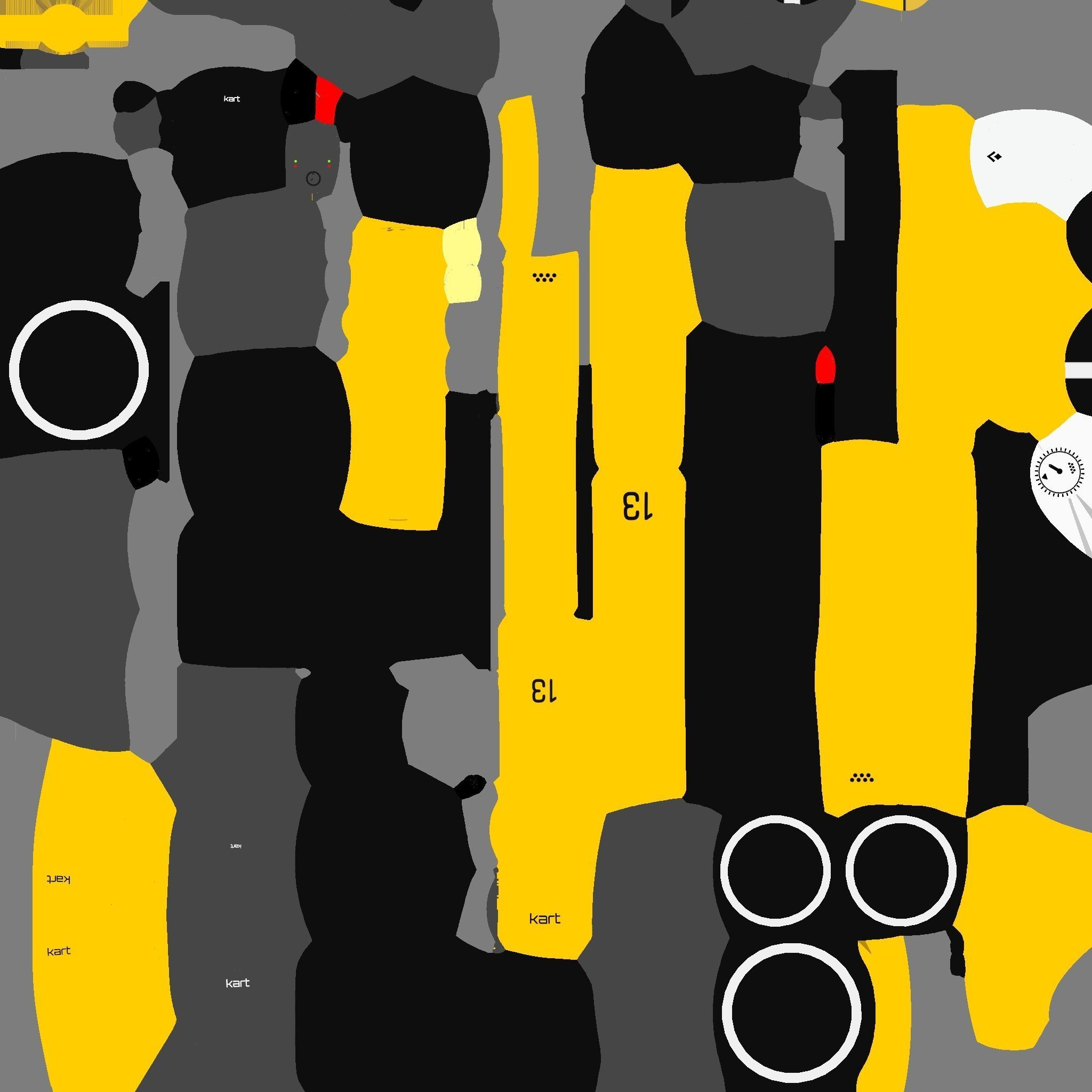 Cartoon Kart E03 Yellow - Vehicle Racing Design Low-poly 3D model_20