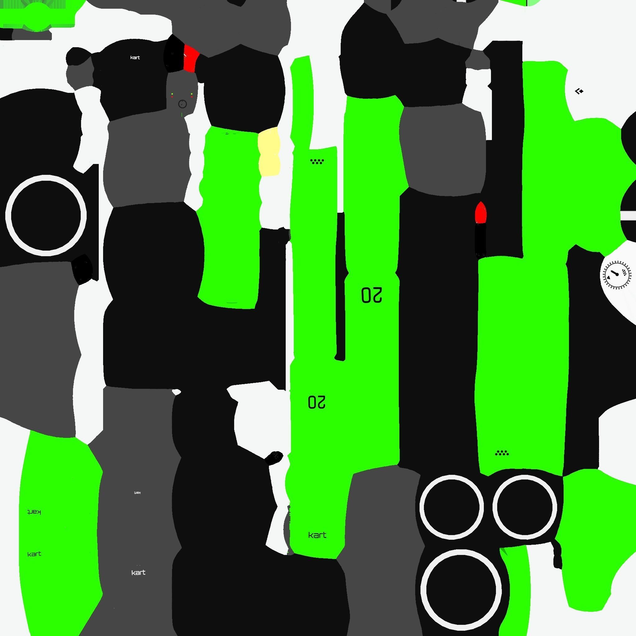 Cartoon Kart E04 Green - Vehicle Racing Design Low-poly 3D model_20