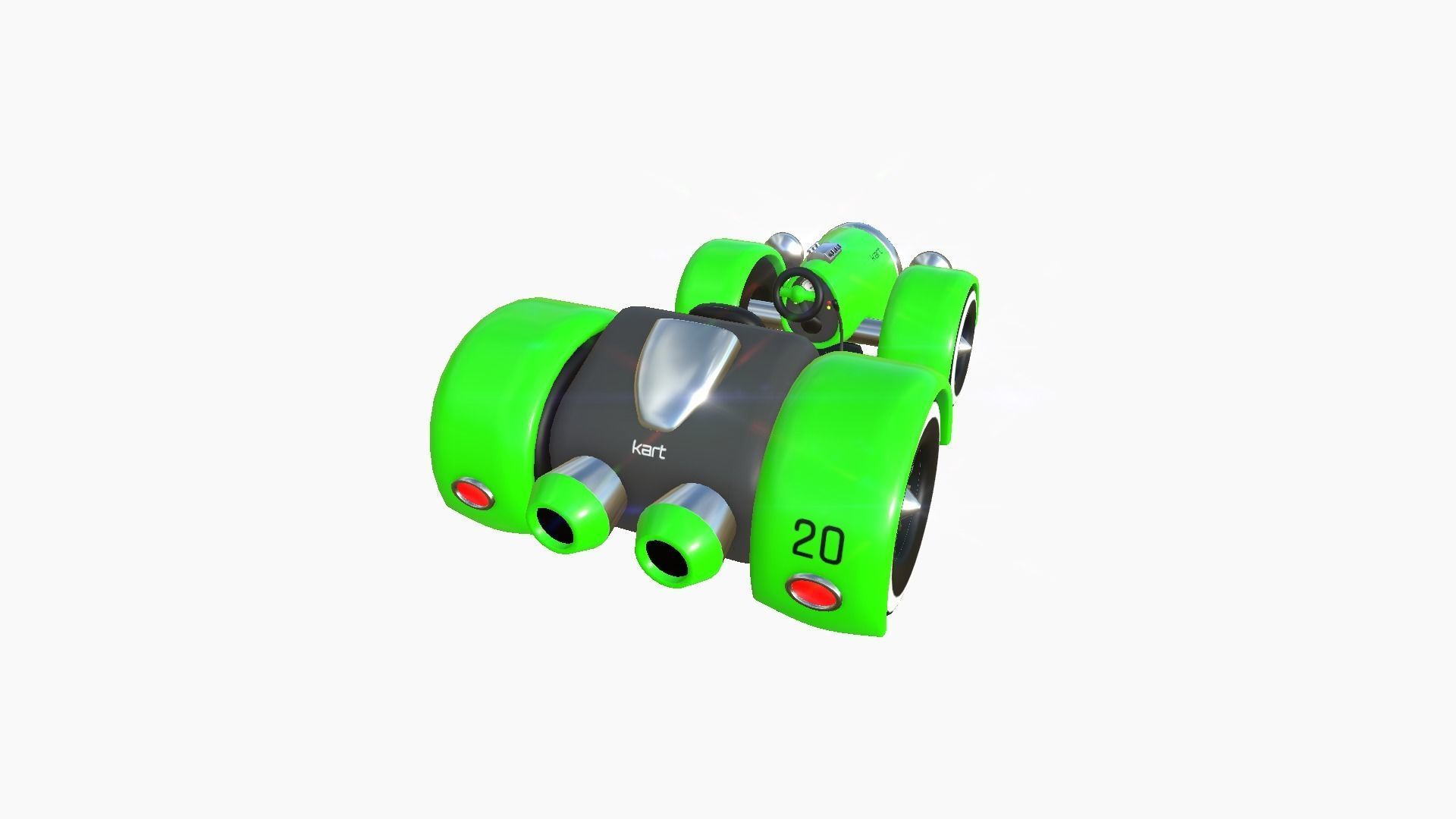 Cartoon Kart E04 Green - Vehicle Racing Design Low-poly 3D model_3