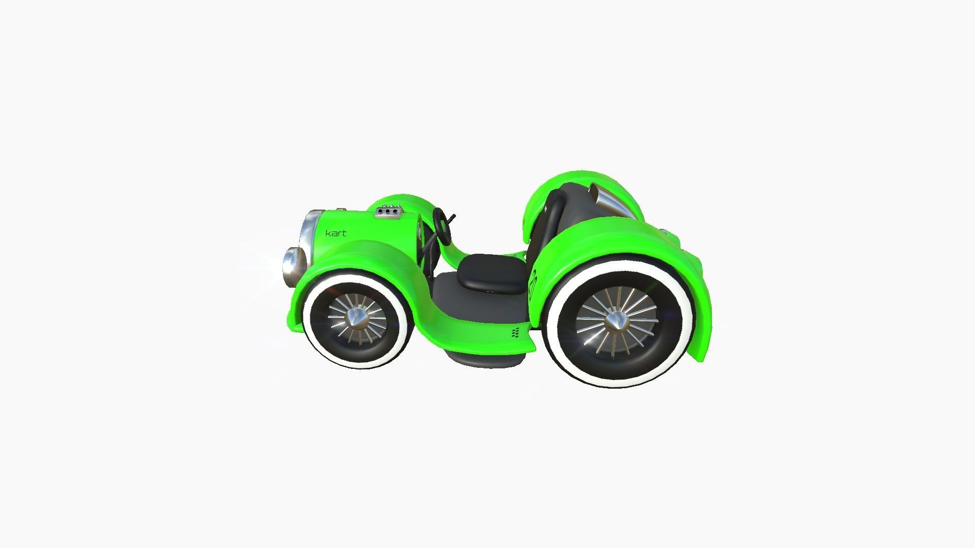 Cartoon Kart E04 Green - Vehicle Racing Design Low-poly 3D model_2