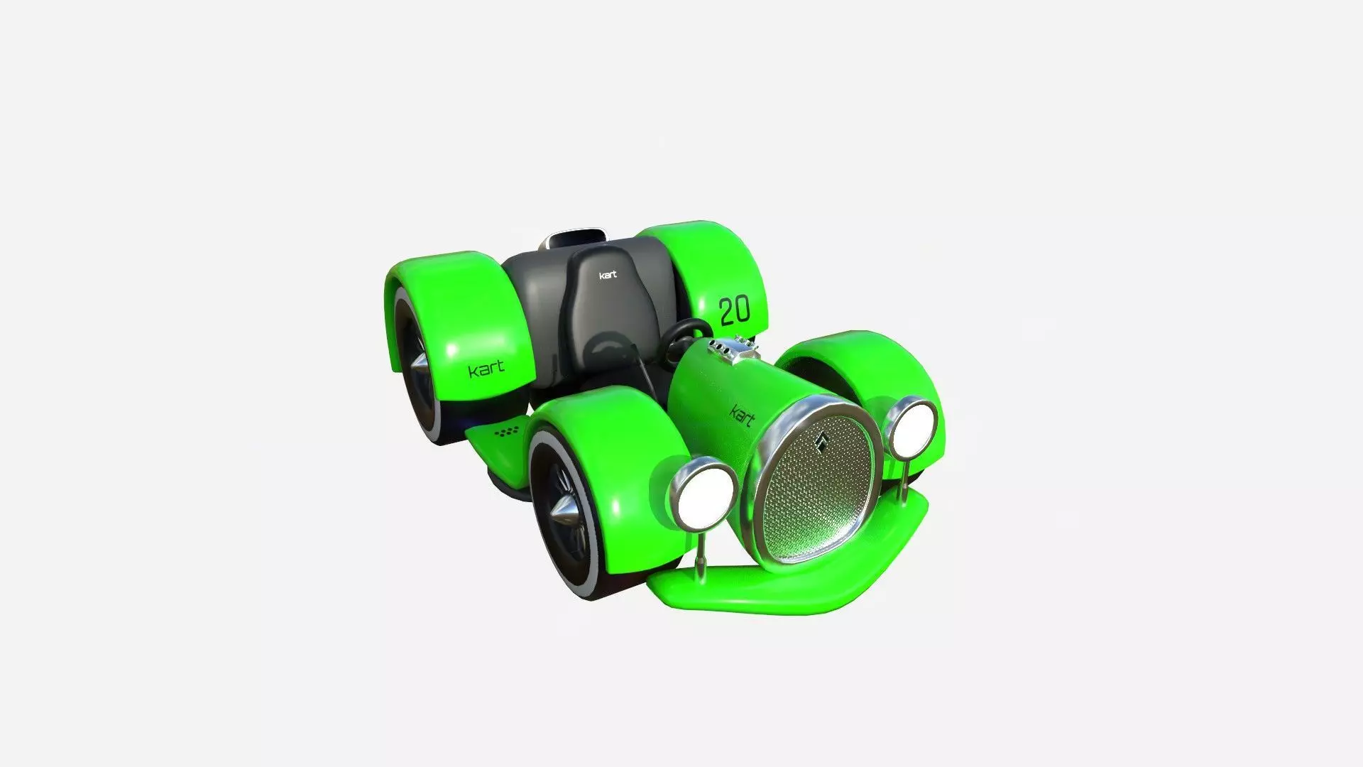 Cartoon Kart E04 Green - Vehicle Racing Design Low-poly 3D model_0