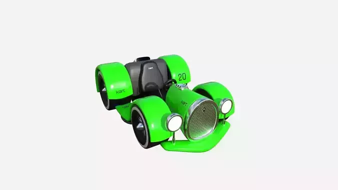 Cartoon Kart E04 Green - Vehicle Racing Design Low-poly 3D model