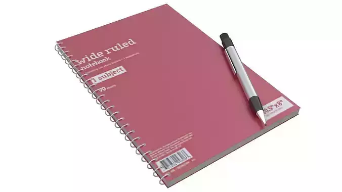 Notebook with pen 3D model