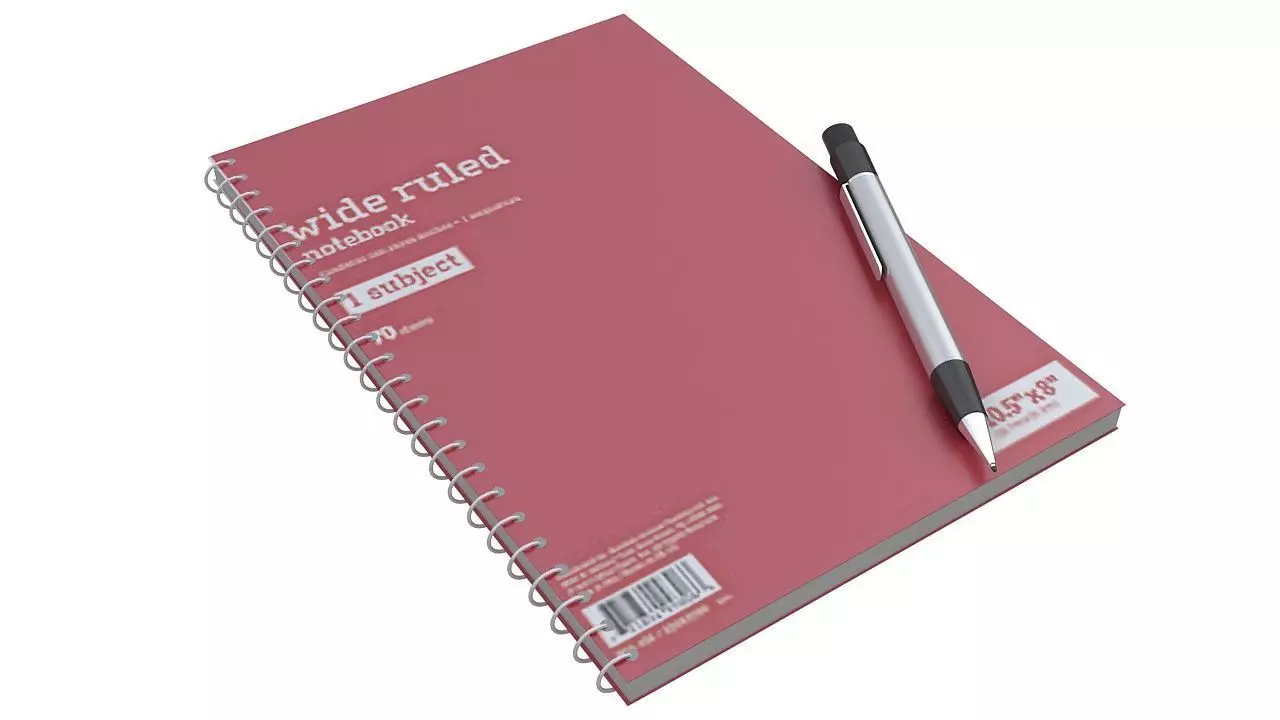 Notebook with pen 3D model_0