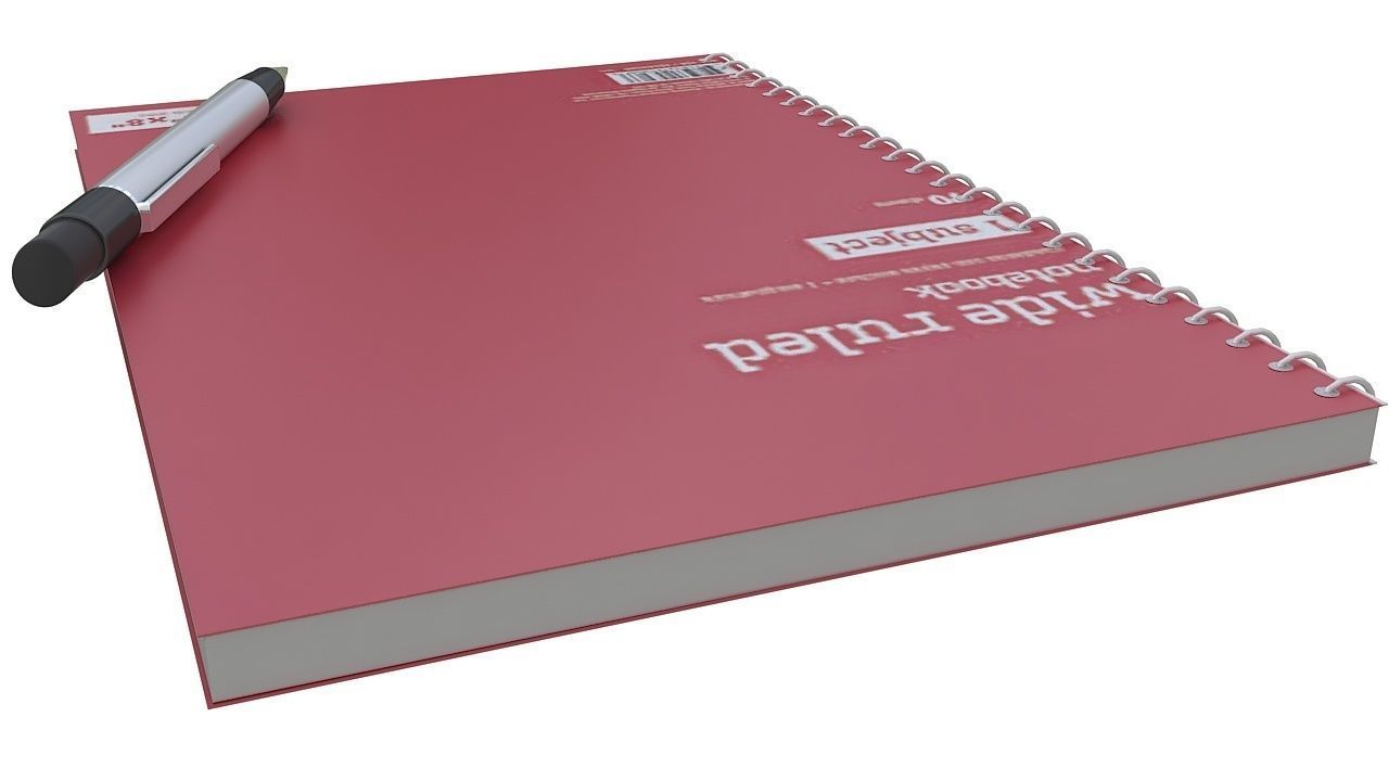 Notebook with pen 3D model_2