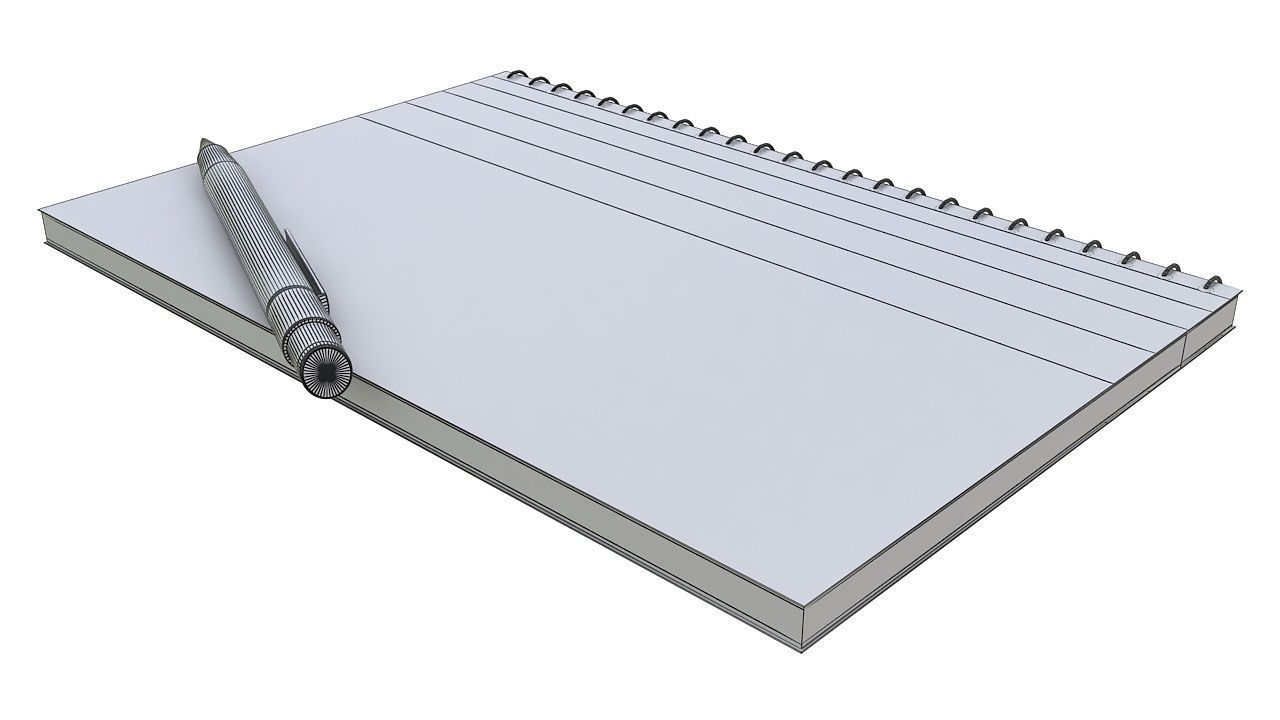 Notebook with pen 3D model_7