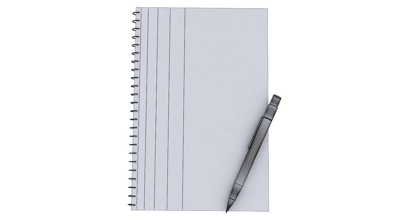 Notebook with pen 3D model_5