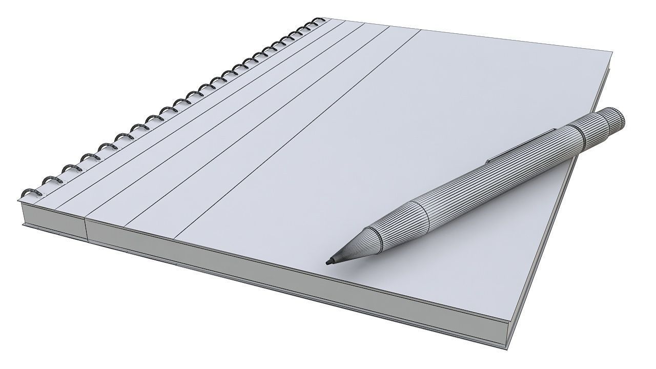 Notebook with pen 3D model_6
