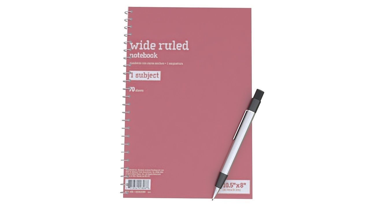 Notebook with pen 3D model_4