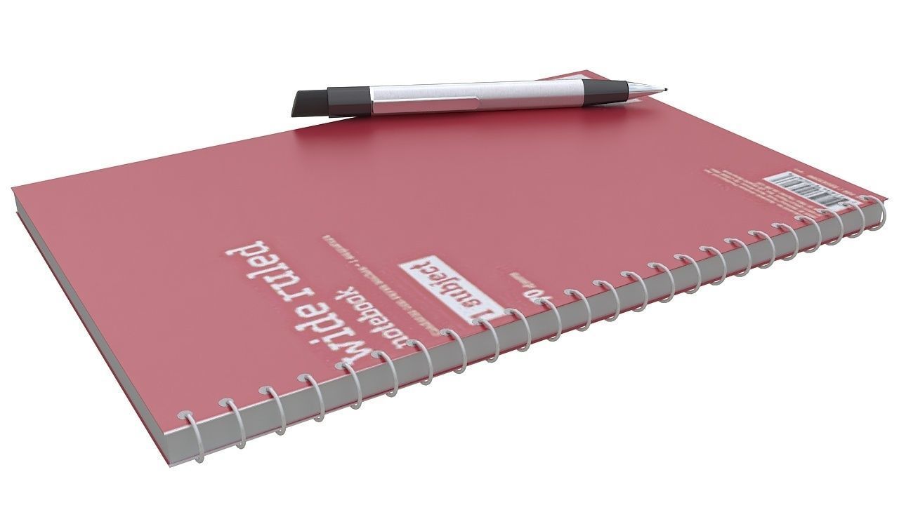 Notebook with pen 3D model_3