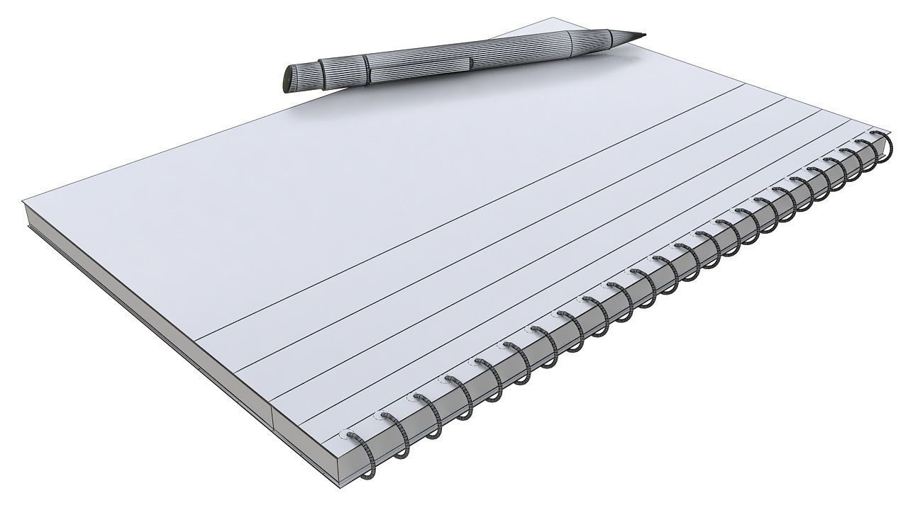 Notebook with pen 3D model_8