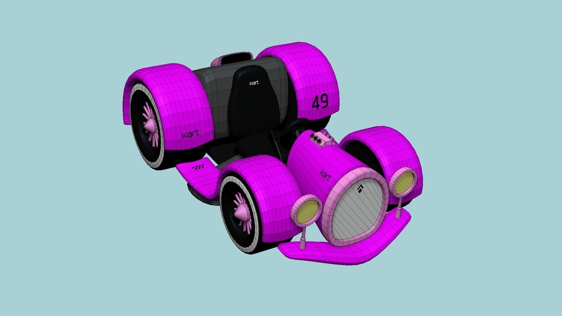 Cartoon Kart E05 Pink - Vehicle Racing Design Low-poly 3D model_6