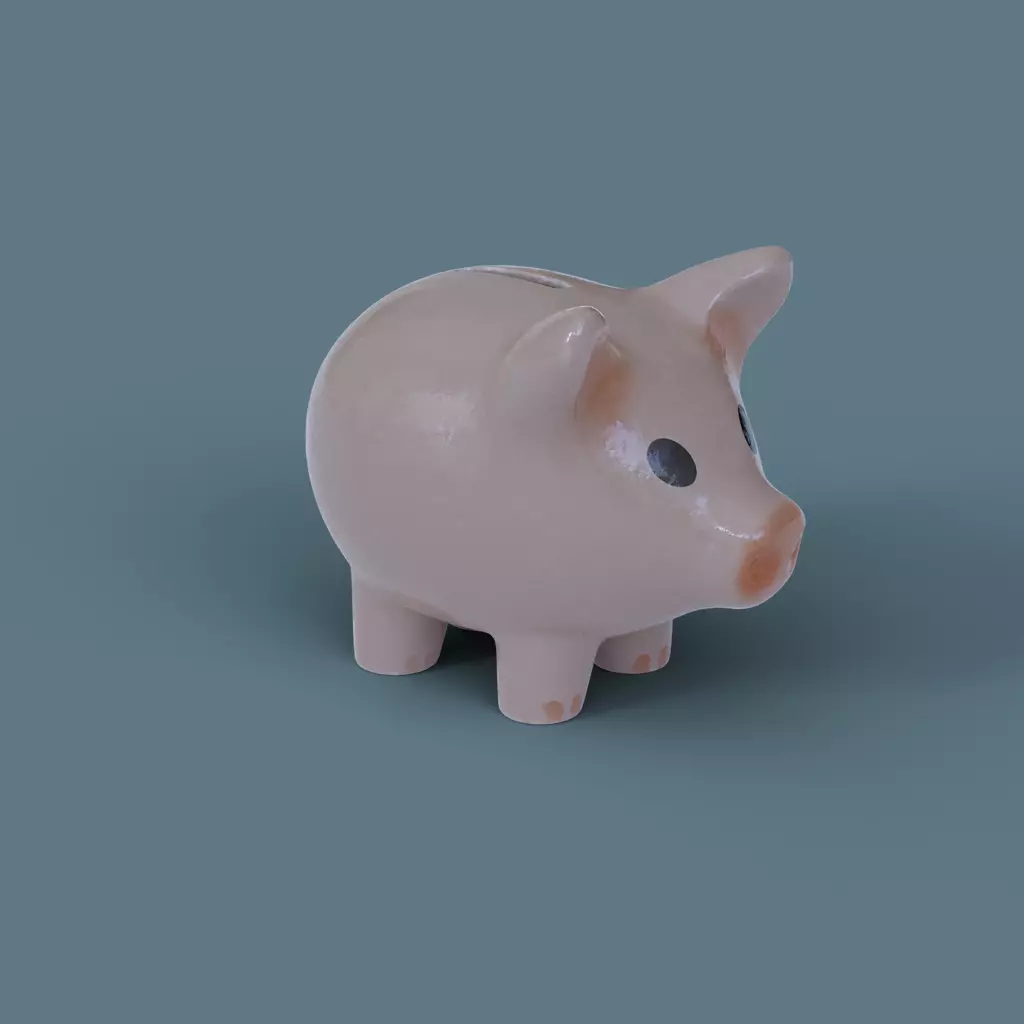 Piggy Bank low poly 3D model PBR 3D model_0