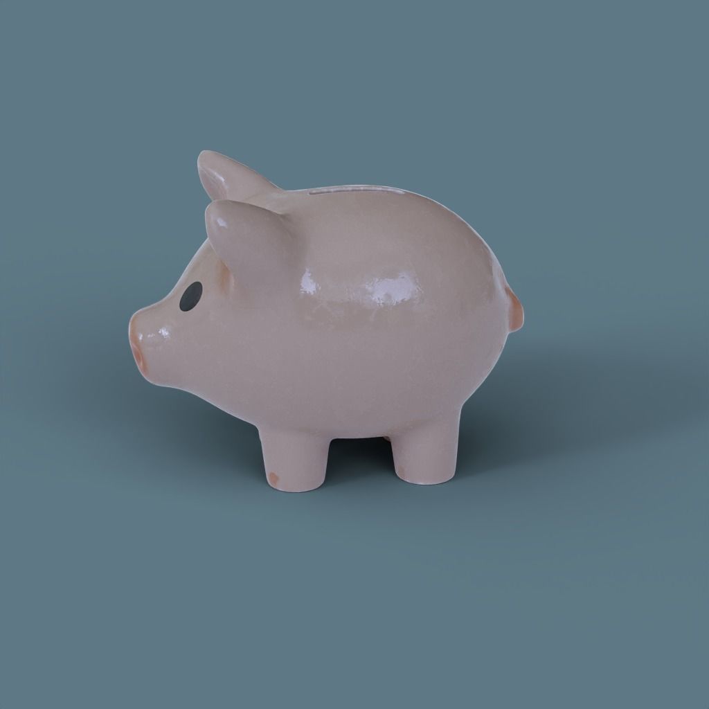 Piggy Bank low poly 3D model PBR 3D model_5