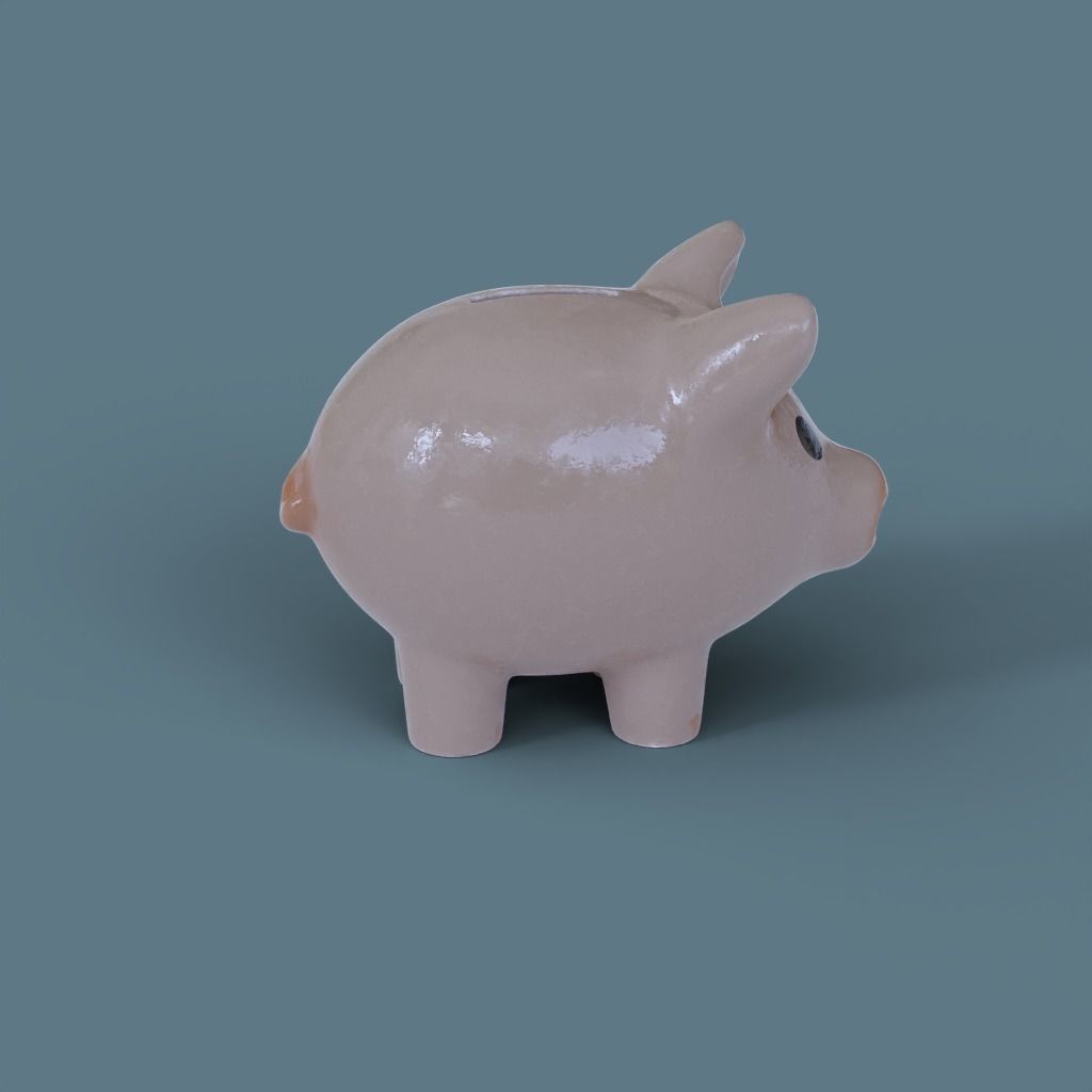 Piggy Bank low poly 3D model PBR 3D model_1