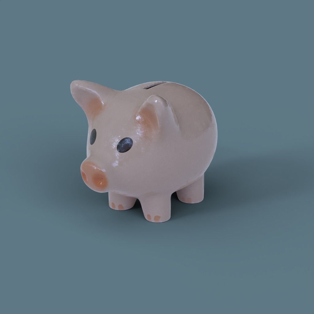 Piggy Bank low poly 3D model PBR 3D model_6