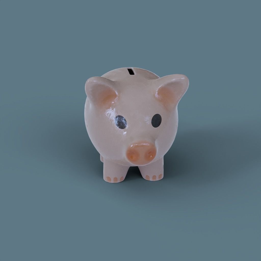 Piggy Bank low poly 3D model PBR 3D model_7