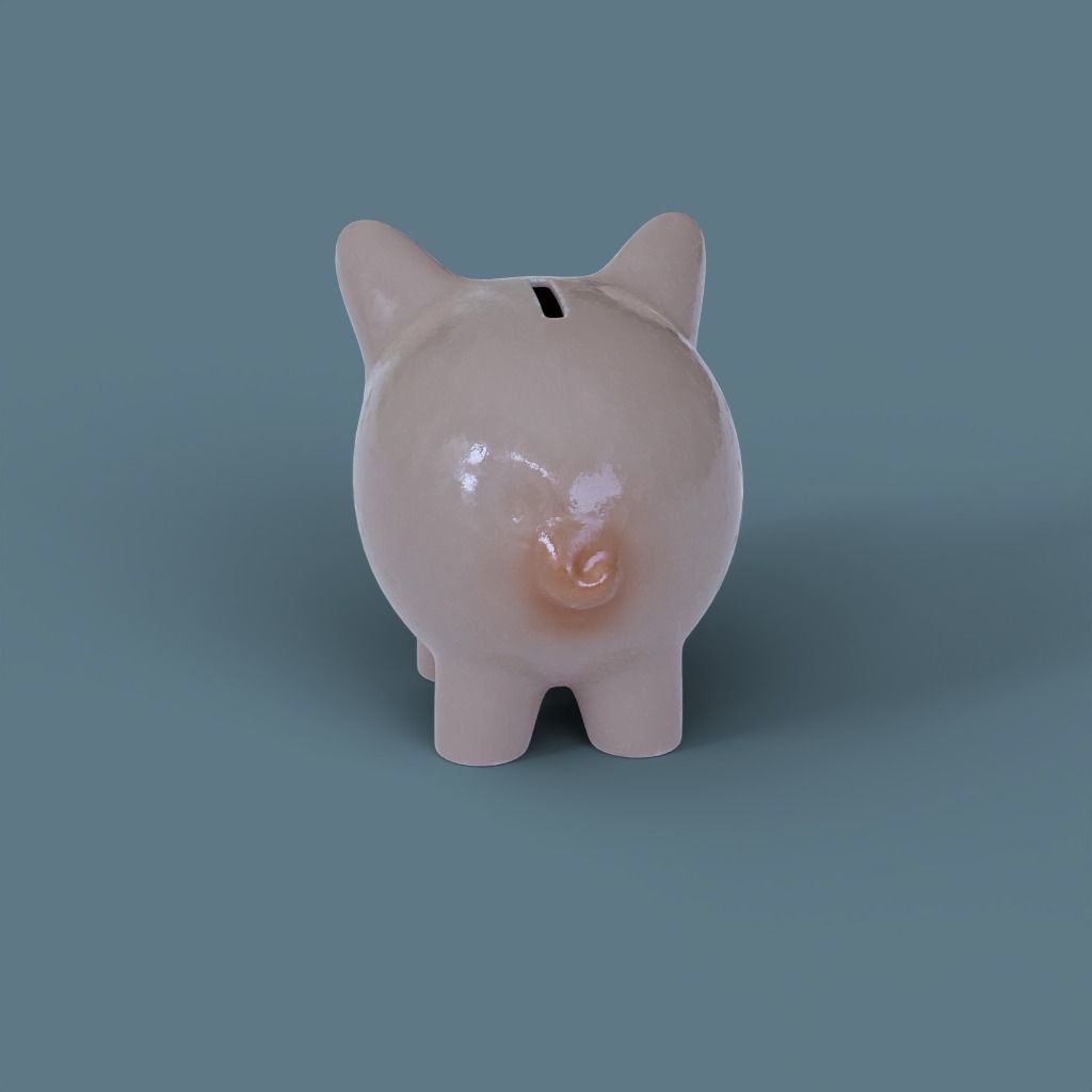 Piggy Bank low poly 3D model PBR 3D model_3