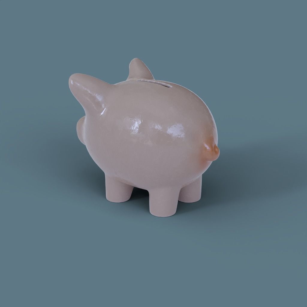 Piggy Bank low poly 3D model PBR 3D model_4