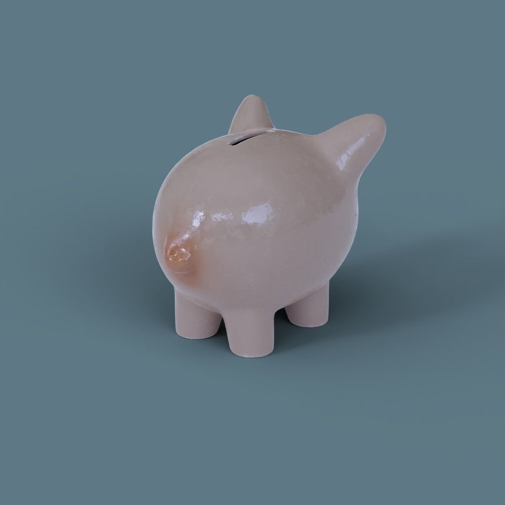 Piggy Bank low poly 3D model PBR 3D model_2