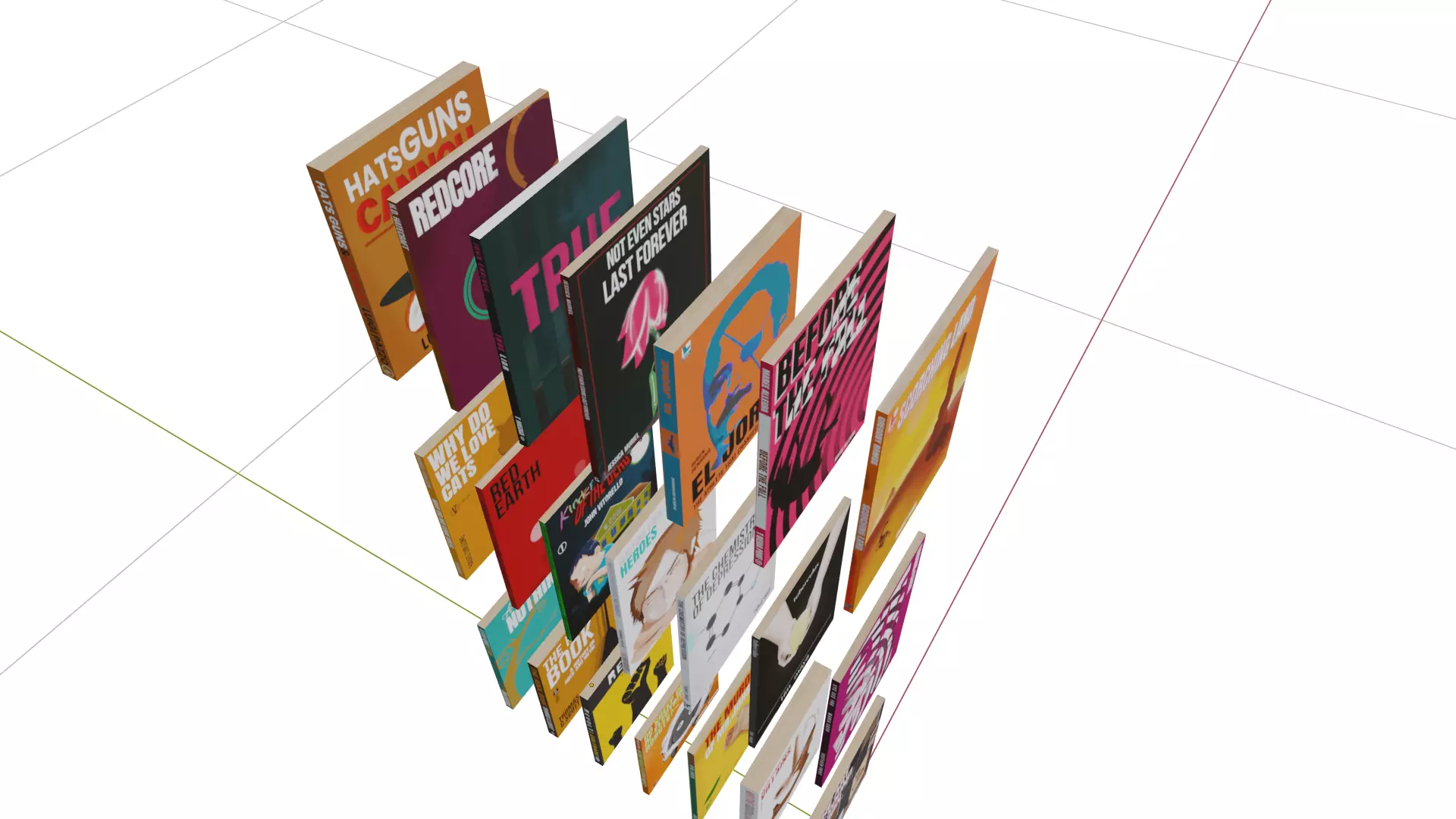 Low Poly Books stack of cards Free low-poly 3D model