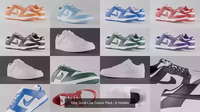 Nike Dunk Low Colour Pack 3D Model Collection