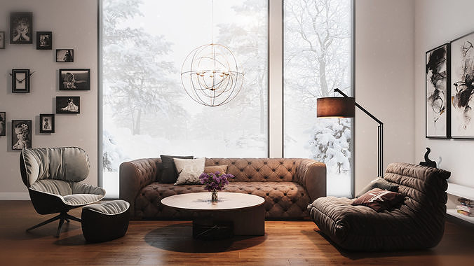 Living Room Scene - Winter Mood 3D model