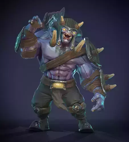  Stylized fantasy character Ogre base mesh Low-poly 3D model