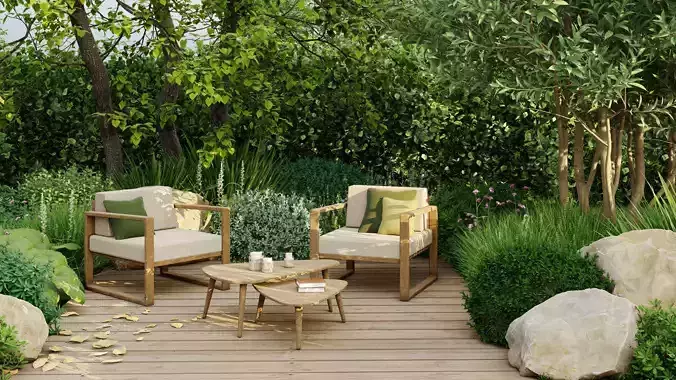 outdoor furniture - armchair and table