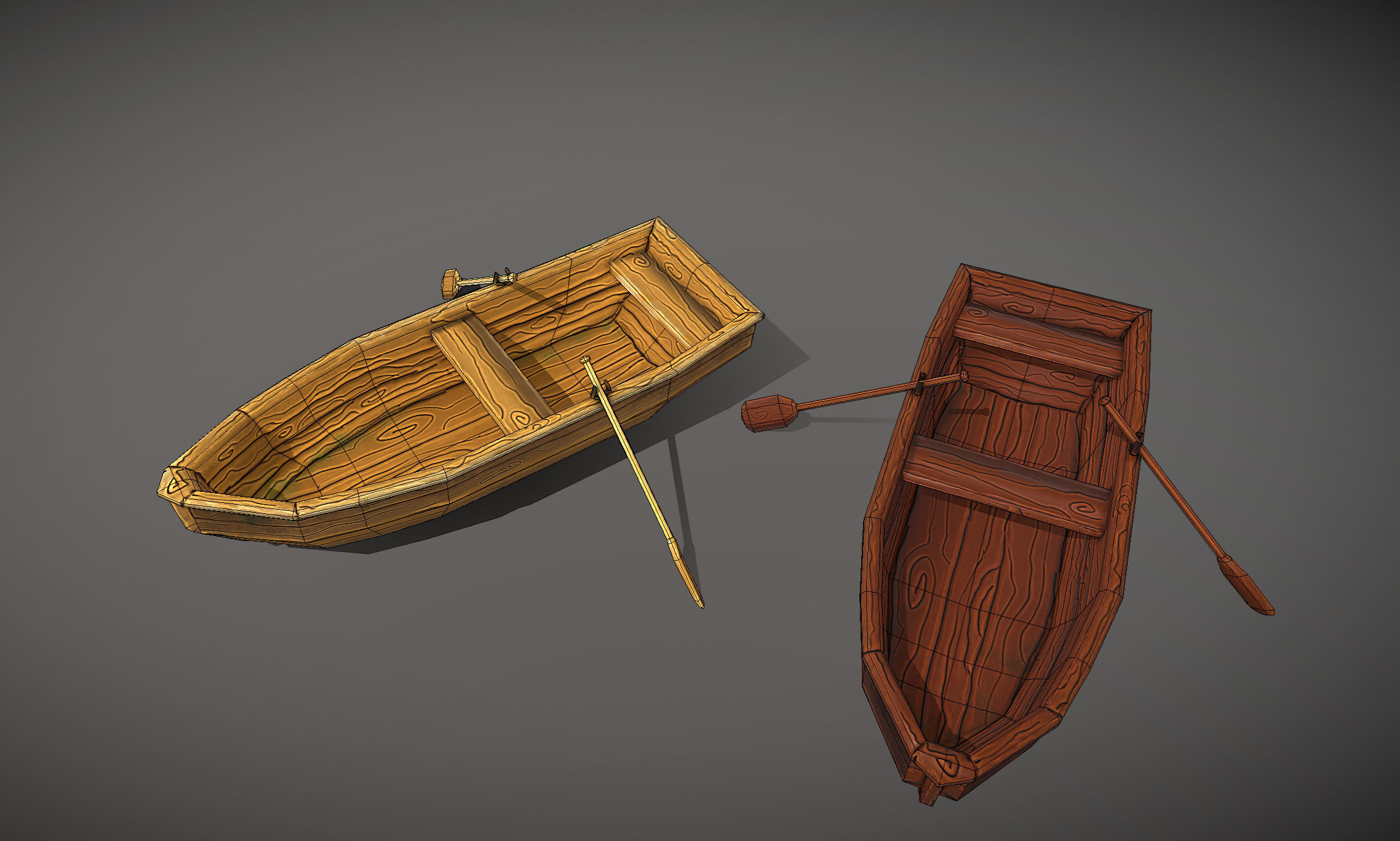 Stylized hand painted lowpoly boat in fantasy cartoon style Low-poly 3D model_10