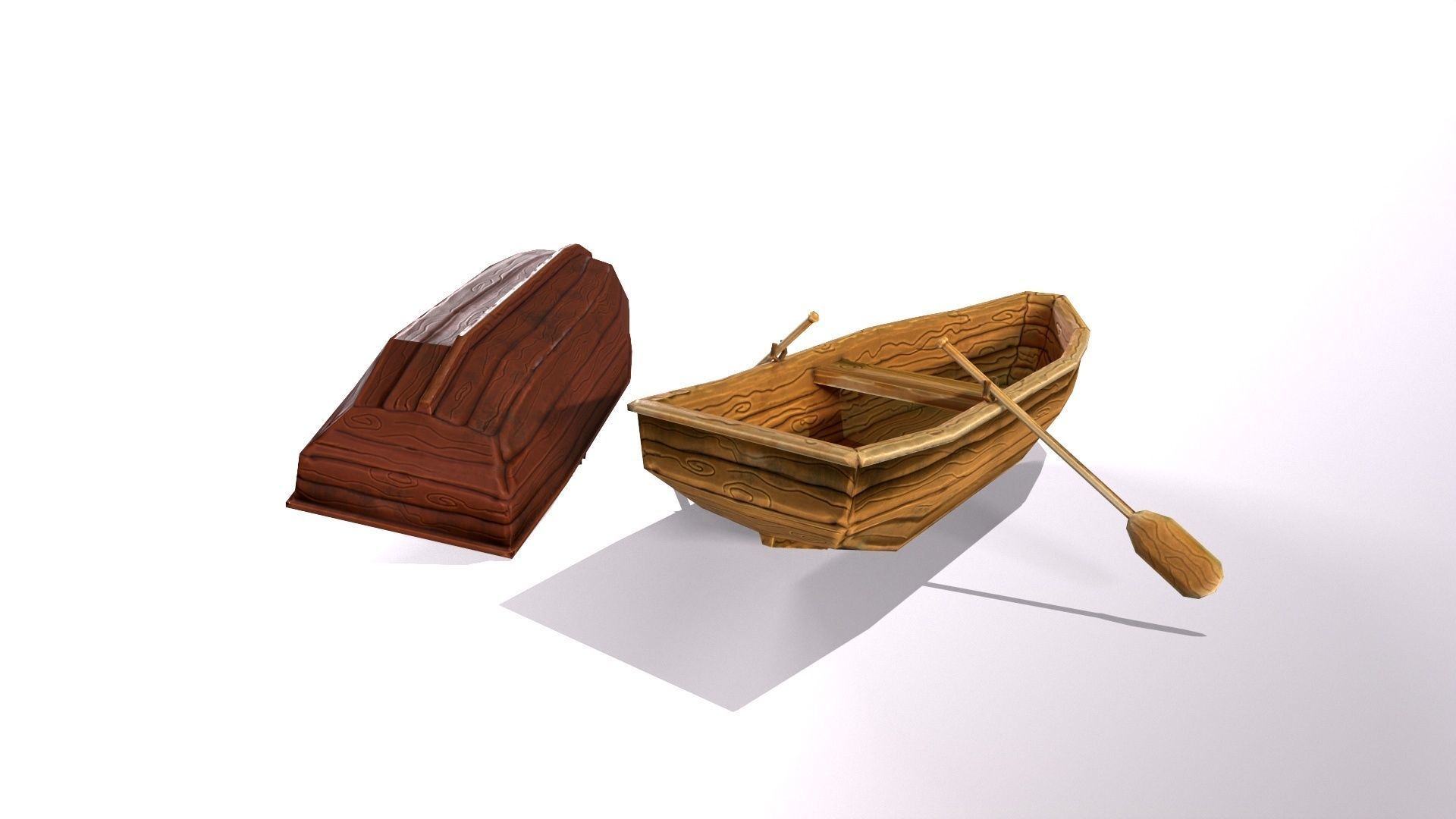 Stylized hand painted lowpoly boat in fantasy cartoon style Low-poly 3D model_5
