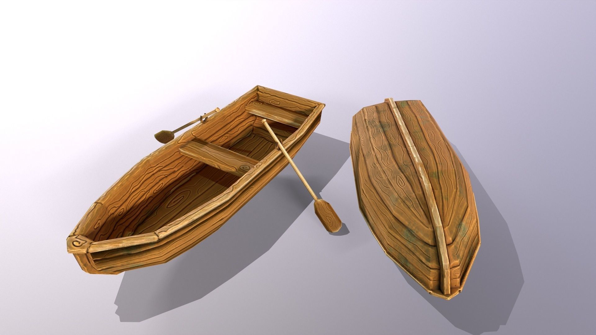 Stylized hand painted lowpoly boat in fantasy cartoon style Low-poly 3D model_3