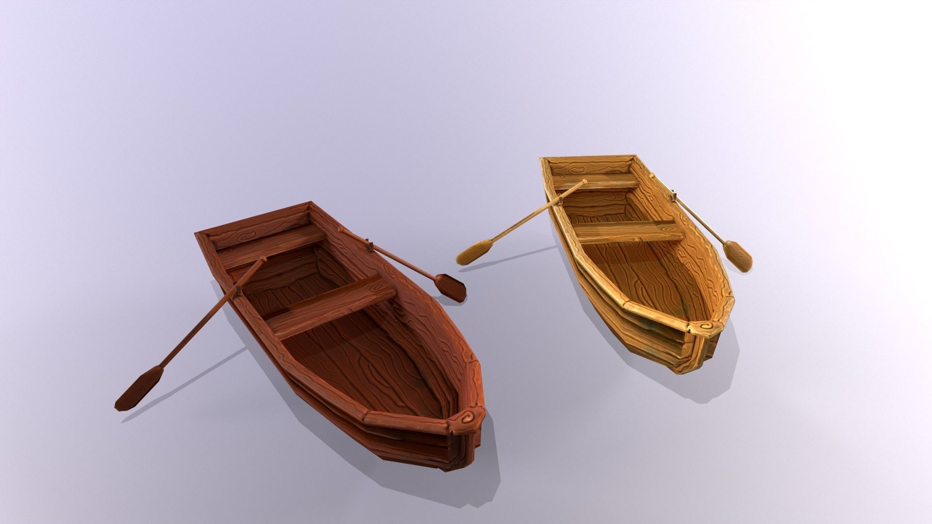 Stylized hand painted lowpoly boat in fantasy cartoon style Low-poly 3D model_2
