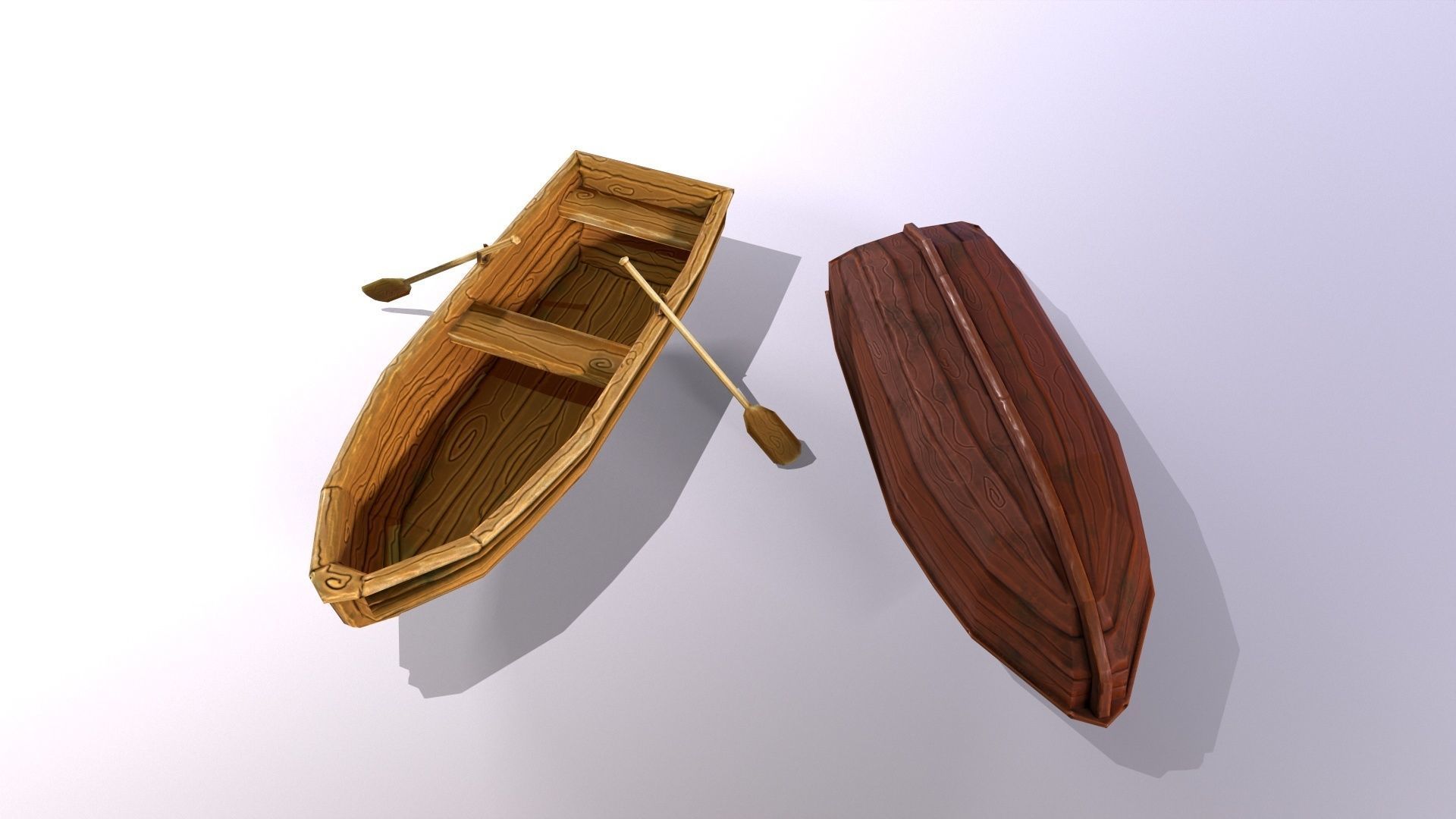 Stylized hand painted lowpoly boat in fantasy cartoon style Low-poly 3D model_6