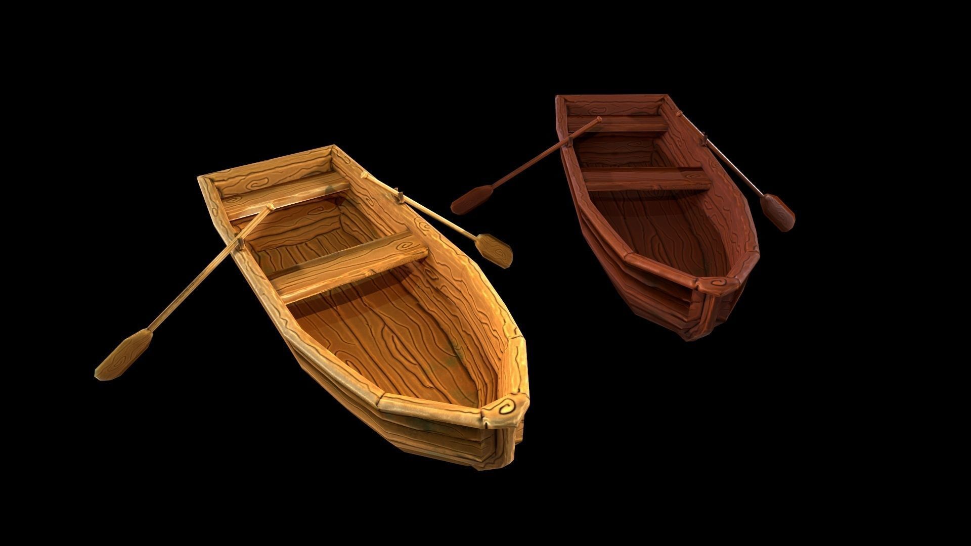 Stylized hand painted lowpoly boat in fantasy cartoon style Low-poly 3D model_7