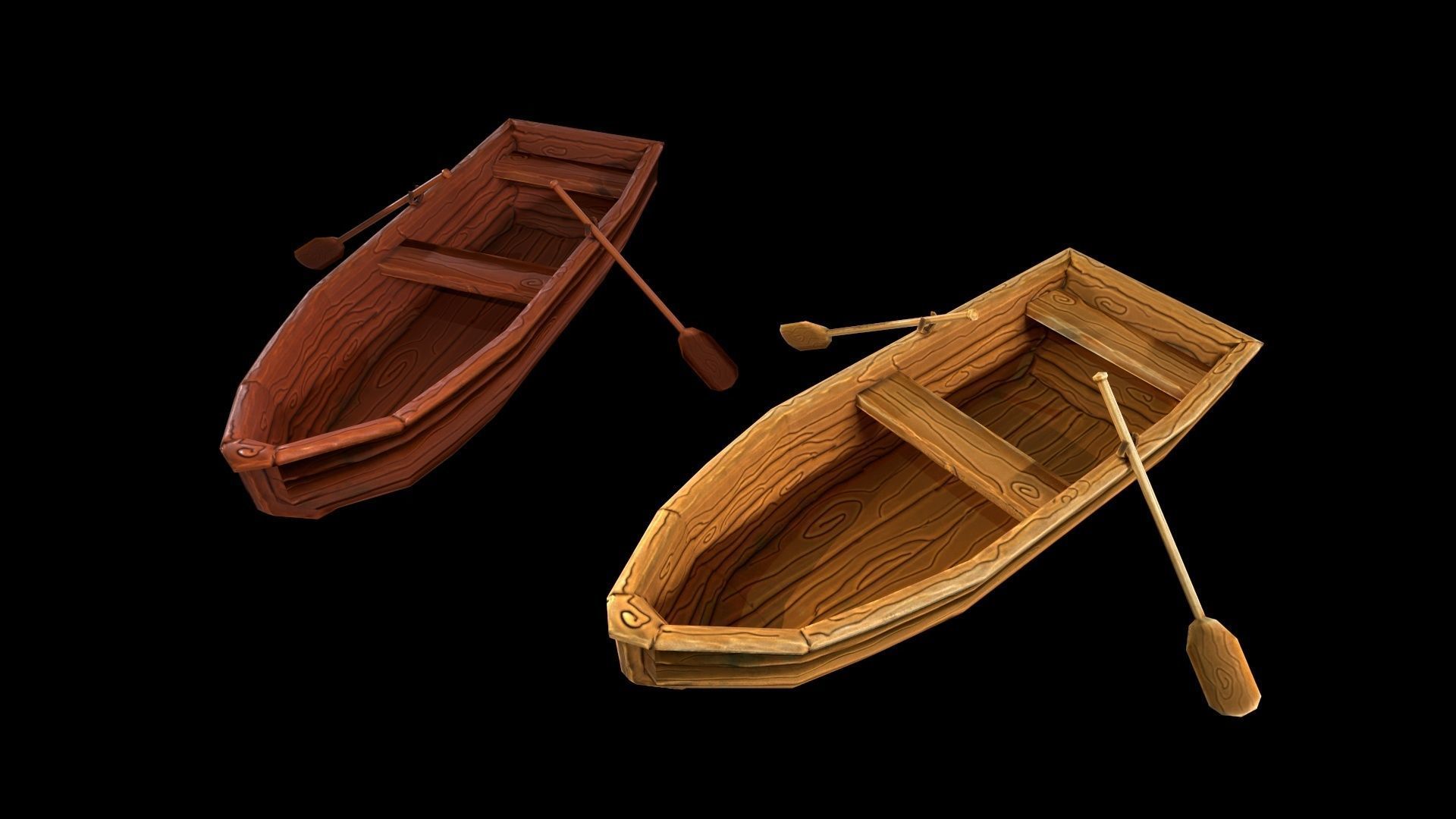 Stylized hand painted lowpoly boat in fantasy cartoon style Low-poly 3D model_8