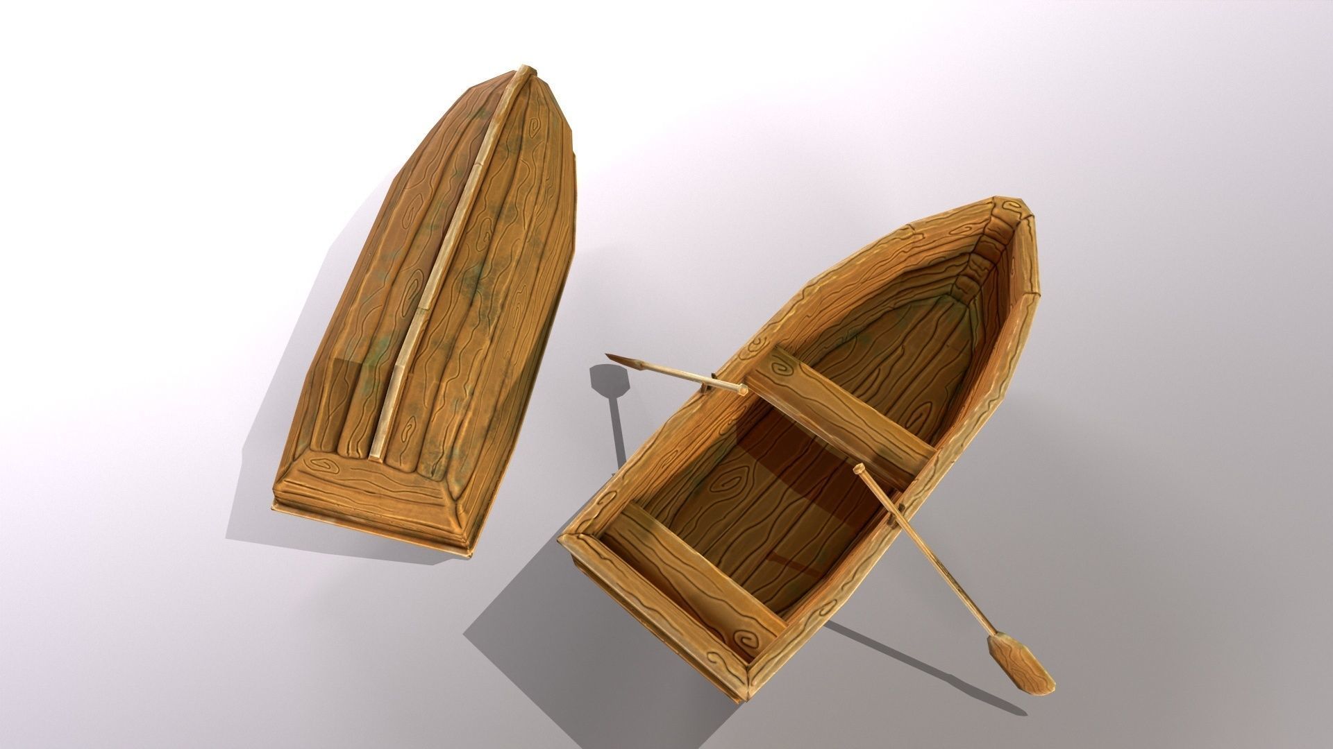 Stylized hand painted lowpoly boat in fantasy cartoon style Low-poly 3D model_4