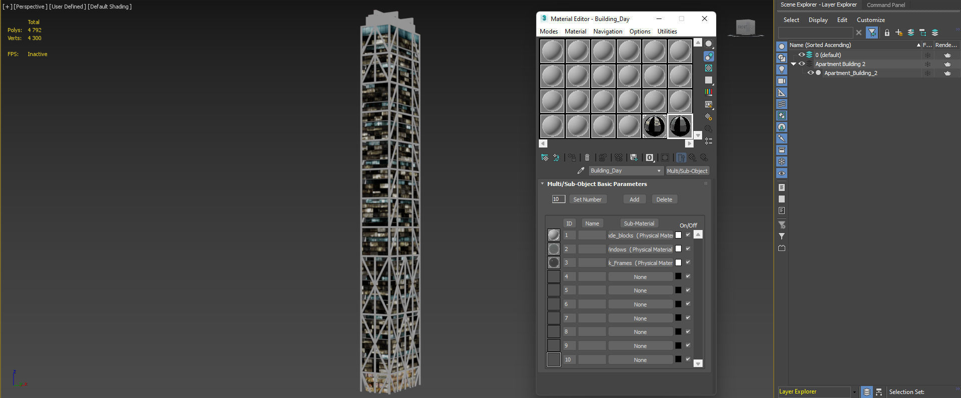 Apartment Building Day and Night Low-poly 3D model_23