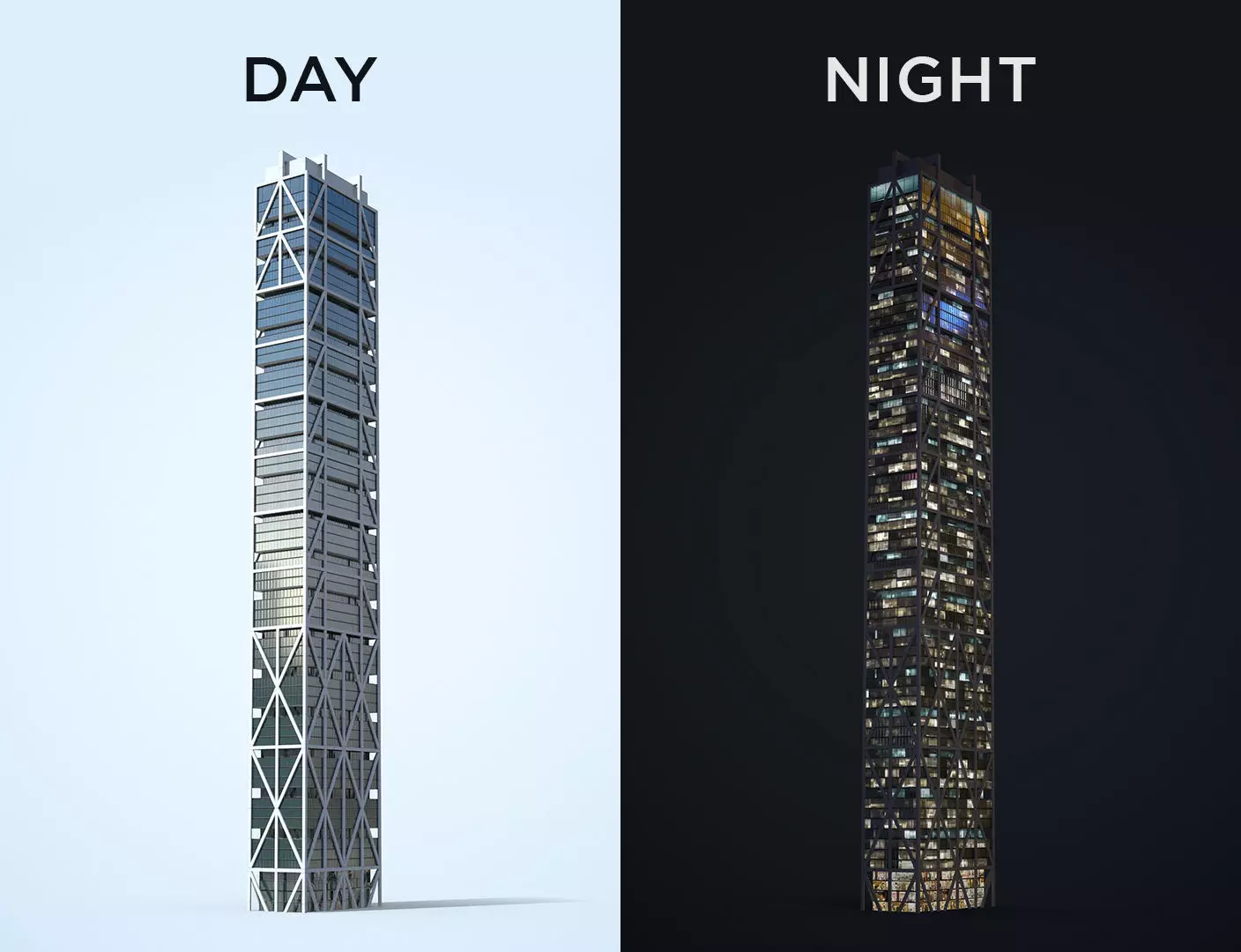 Apartment Building Day and Night Low-poly 3D model_0