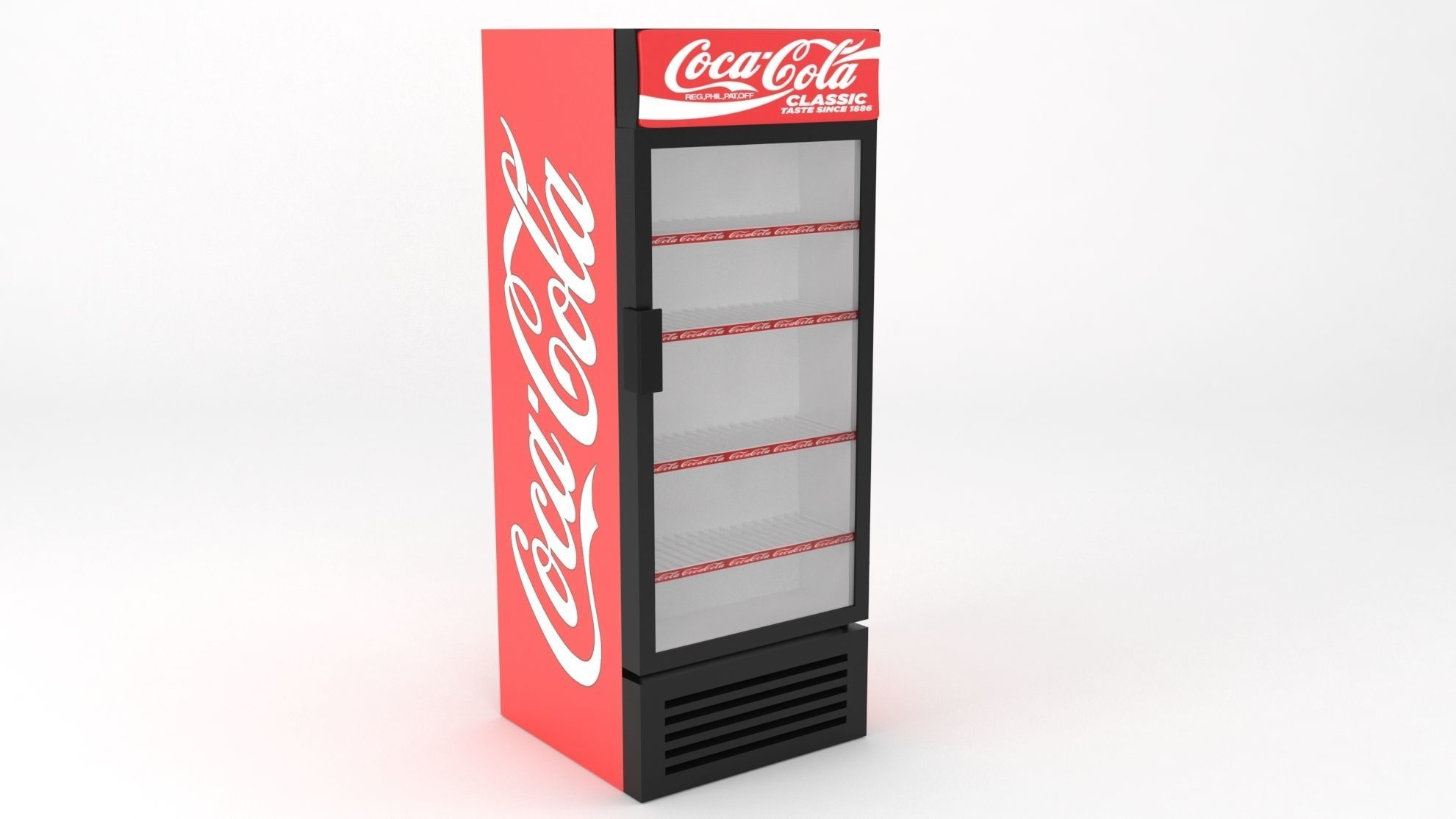 single door coca-cola fridge Low-poly 3D model_1