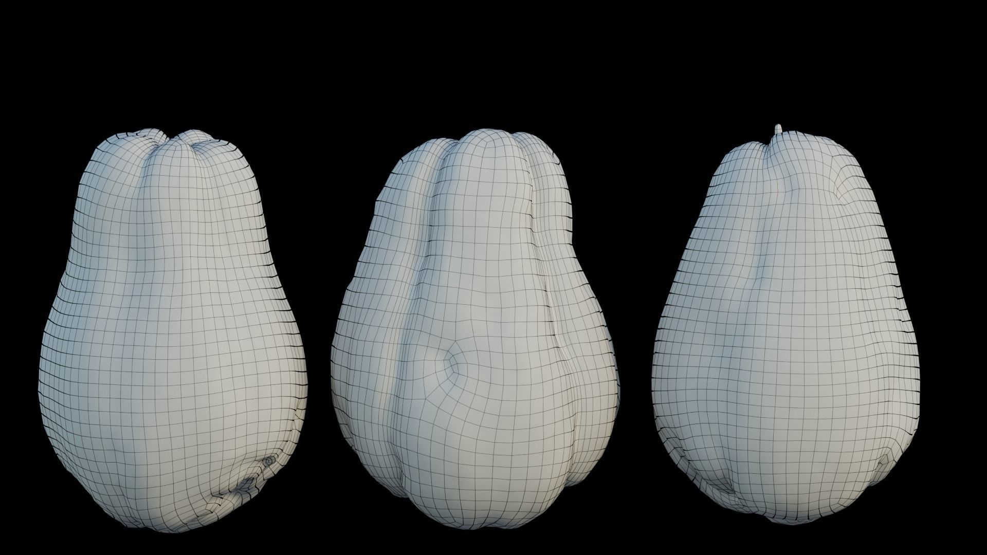 Chayote cucumber 3D model_7